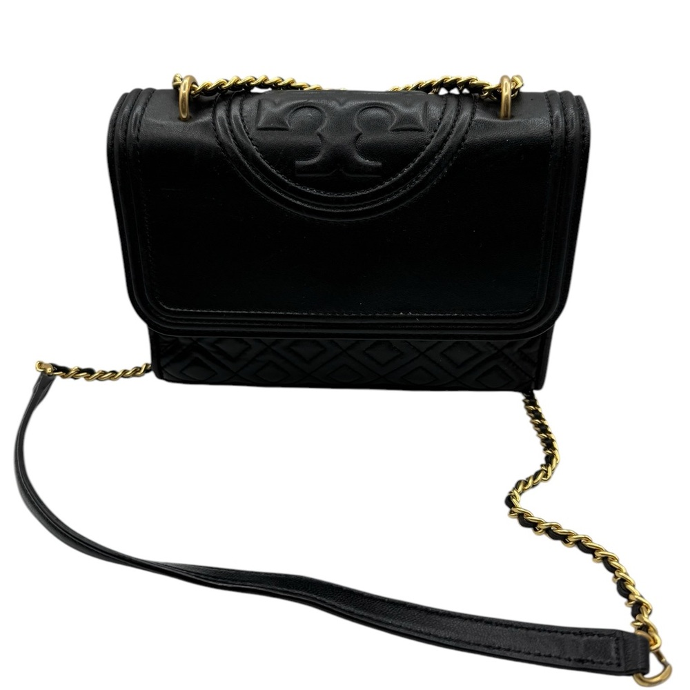 Tory Burch Black Quilted Leather Fleming Shoulder Bag